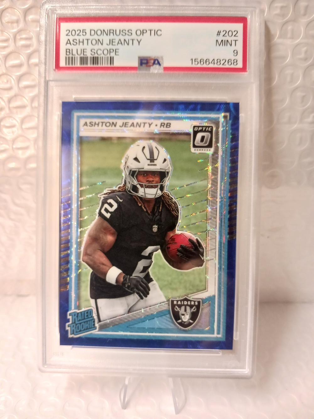 2025 DONRUSS OPTIC Ashton Jeanty Blue Scope Rookie Card PSA MINT 9